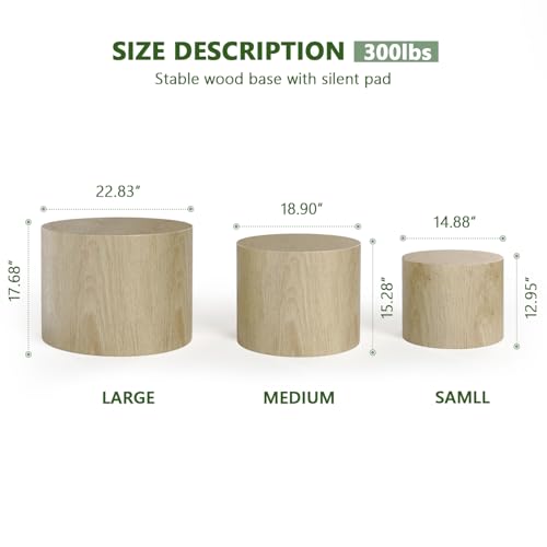 Round Wooden Nesting Coffee Table Set of 3 G498411