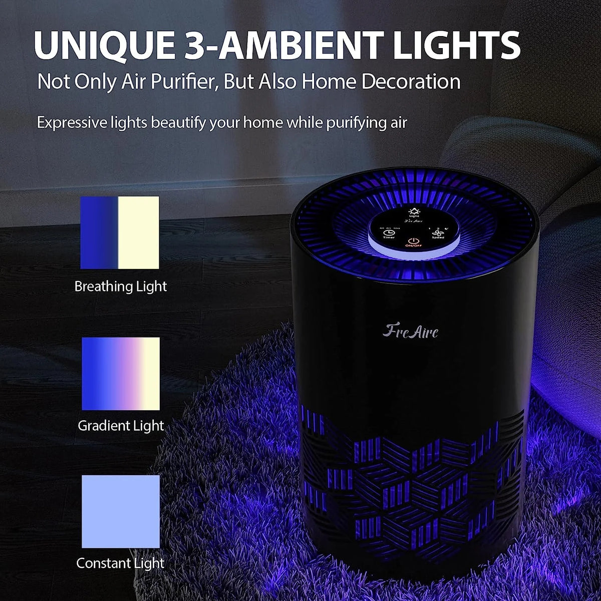 Black H13 HEPA Air Purifier with RGB Lights N208165