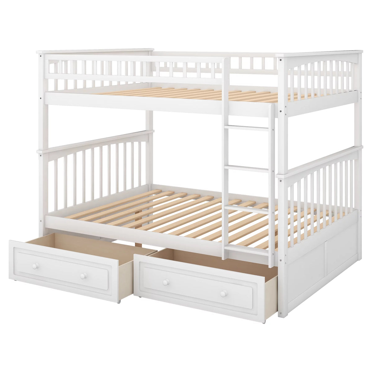 Pine Wood Full-Over-Full Bunk Bed with Storage I703522