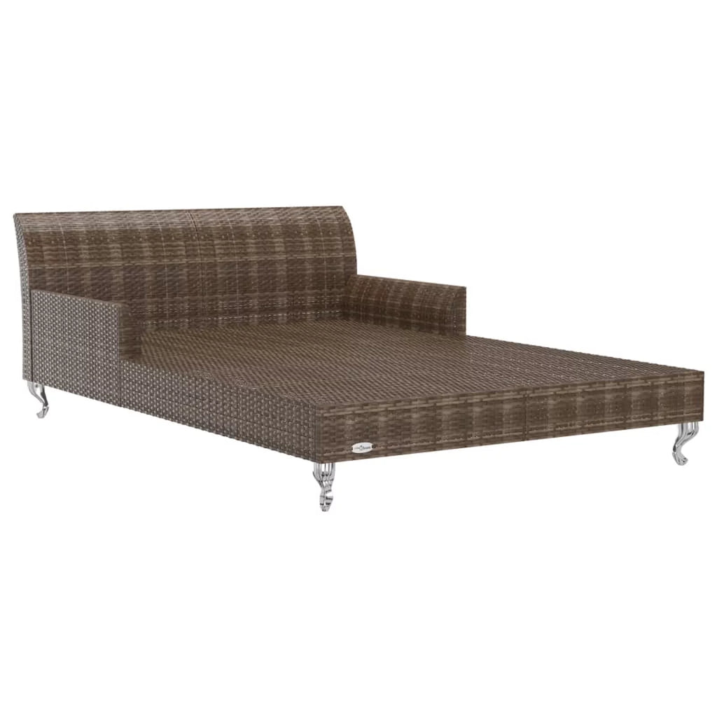 Brown Poly Rattan 2-Person Patio Sun Bed with Cushions N90934
