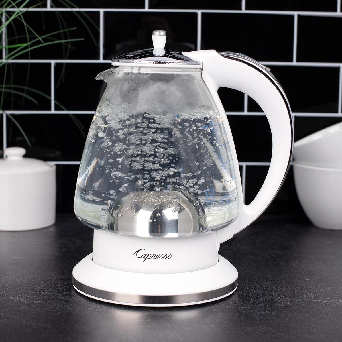 White 48 oz Glass Kettle I299