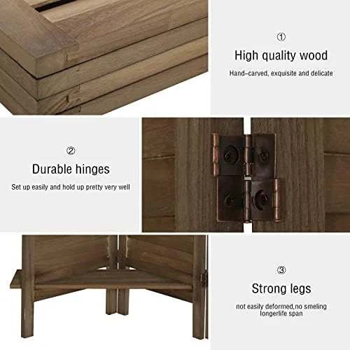 6 Panel Wooden Room Divider with Shelves L429