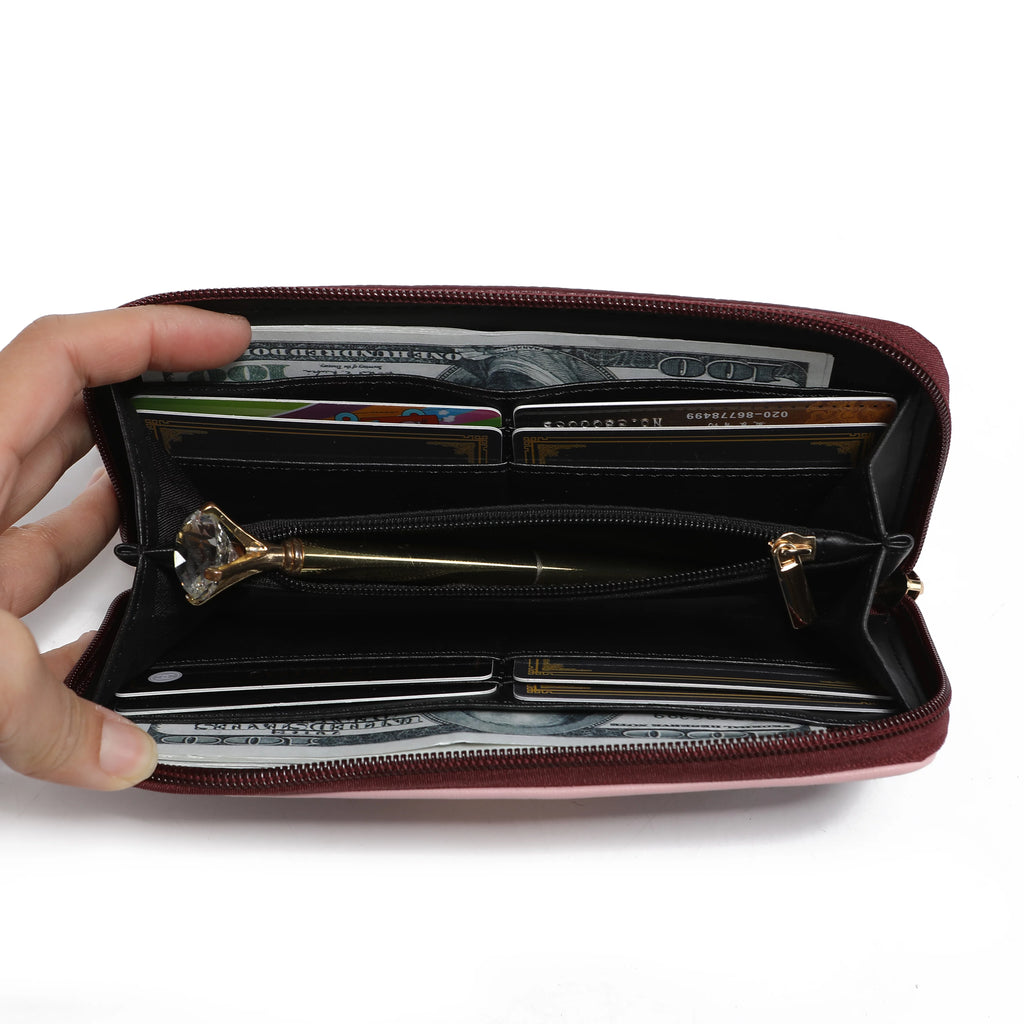 Burgundy Tote Bag & Wristlet Wallet E17360