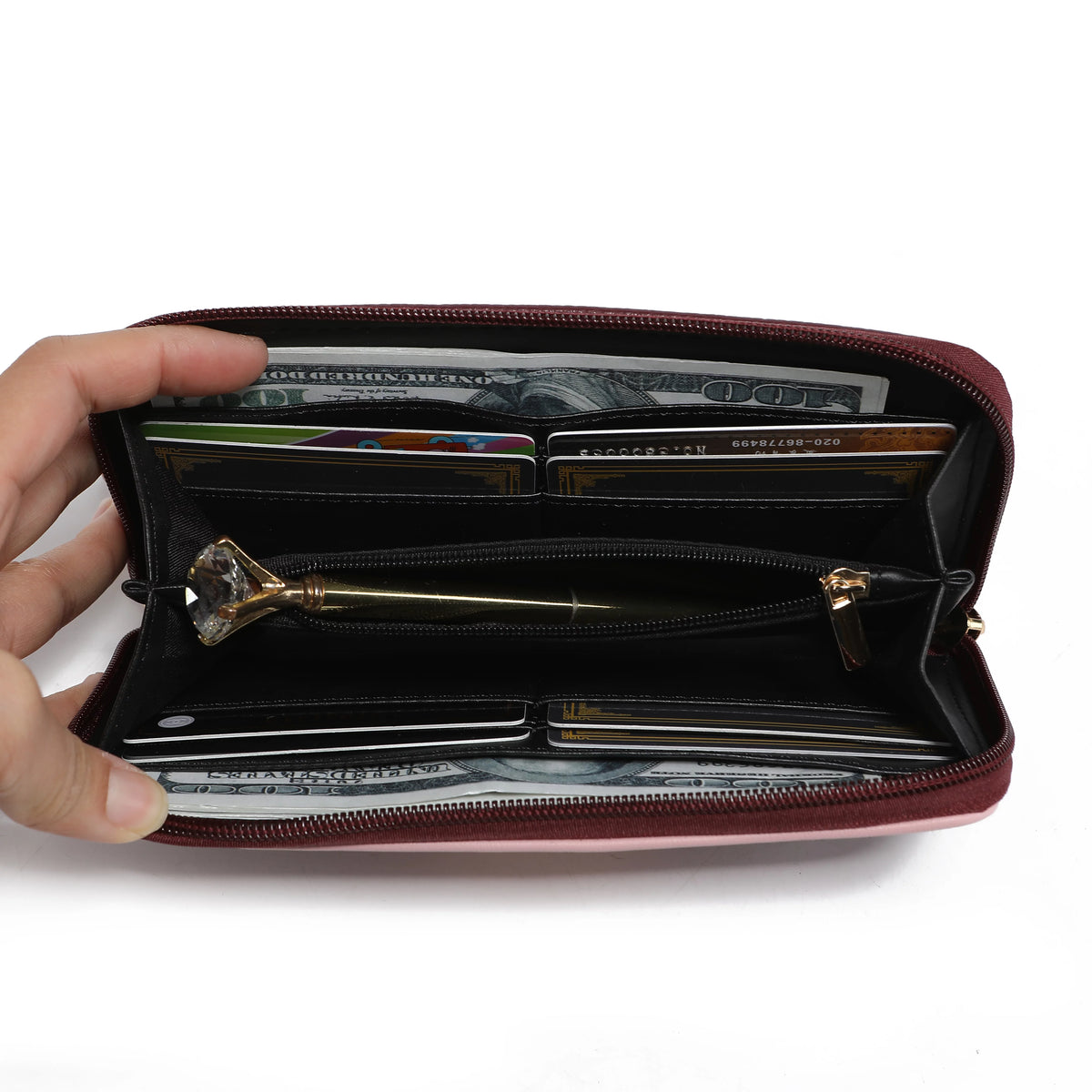 Burgundy Tote Bag & Wristlet Wallet E17360