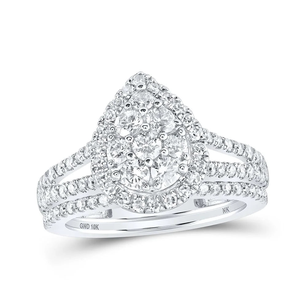 10kt White Gold Diamond Bridal Ring Set 1 Cttw Size 6 J4360