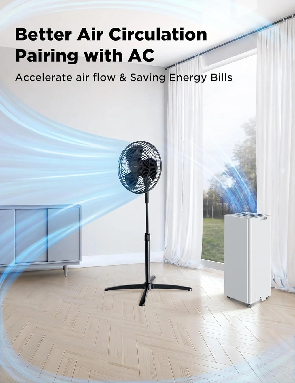 16'' Pedestal Oscillating Fan 2 Packs Black N875744