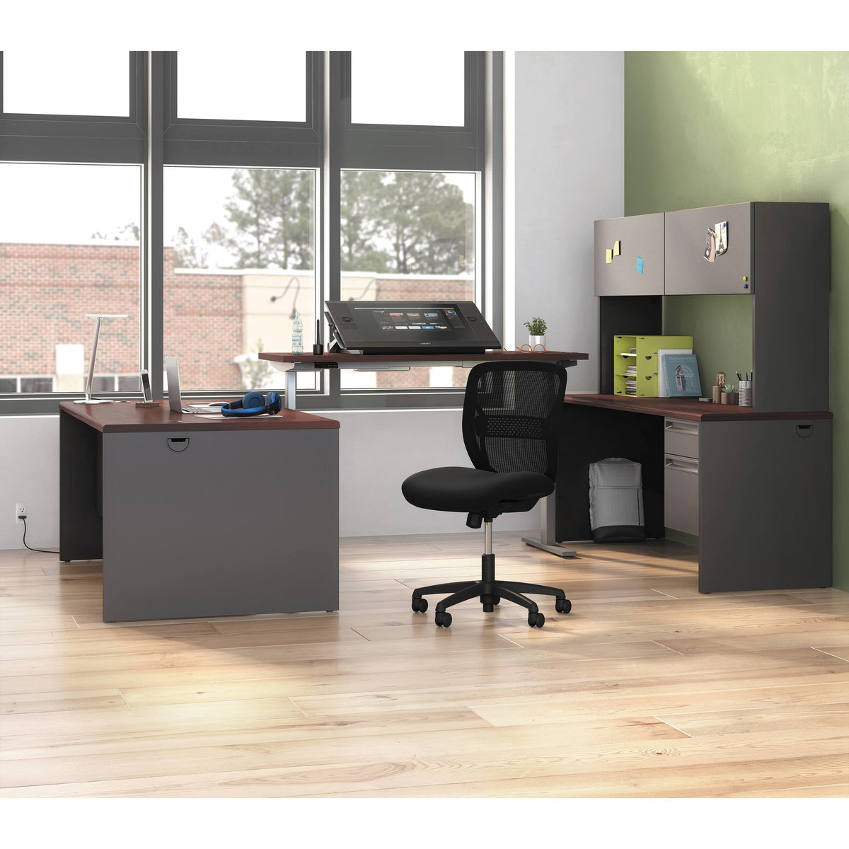 Mahogany Charcoal Left Return Desk D777888