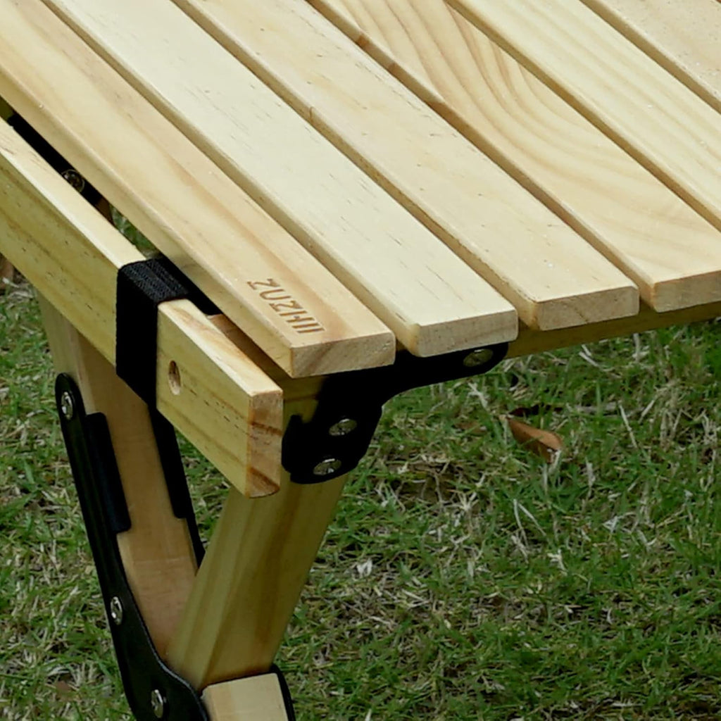 2ft Low Height Portable Folding Wooden Camping Table with Carry Bag W30820