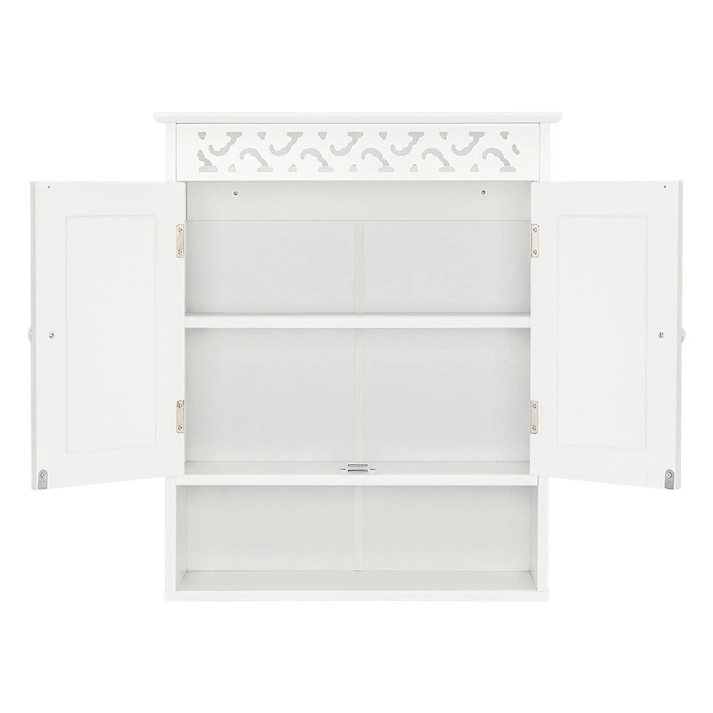 Wall Mounted Medicine Cabinet with Double Doors and Open Shelf B280
