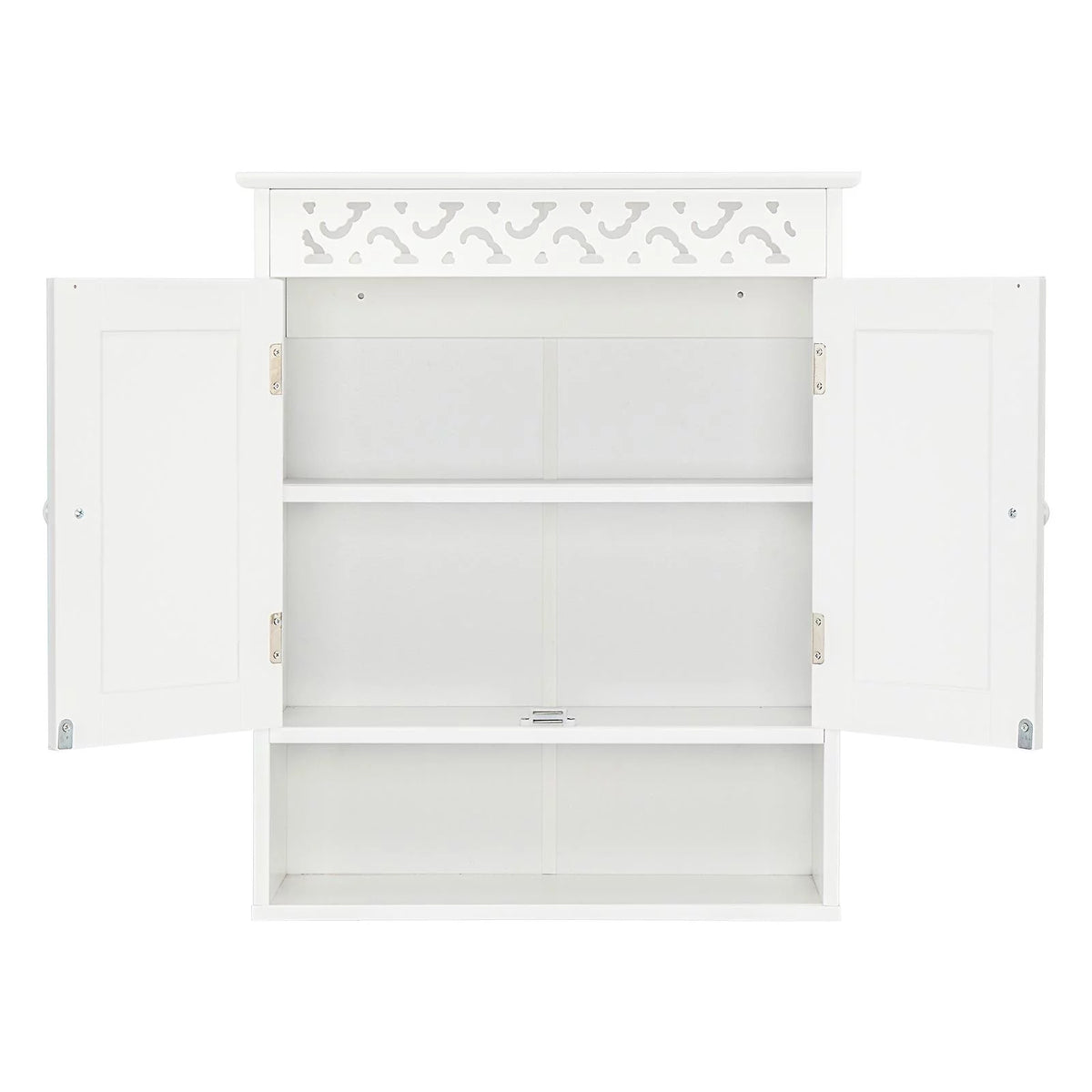 Wall Mounted Medicine Cabinet with Double Doors and Open Shelf B280