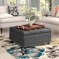 Gray Tufted Square Storage Ottoman A58616