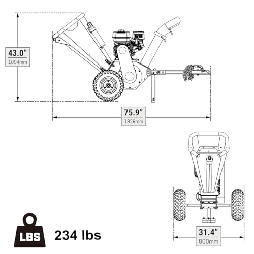 212CC 7HP Gas Powered Wood Chipper Leaf Branch Shredder Mulcher with Towbar S862222