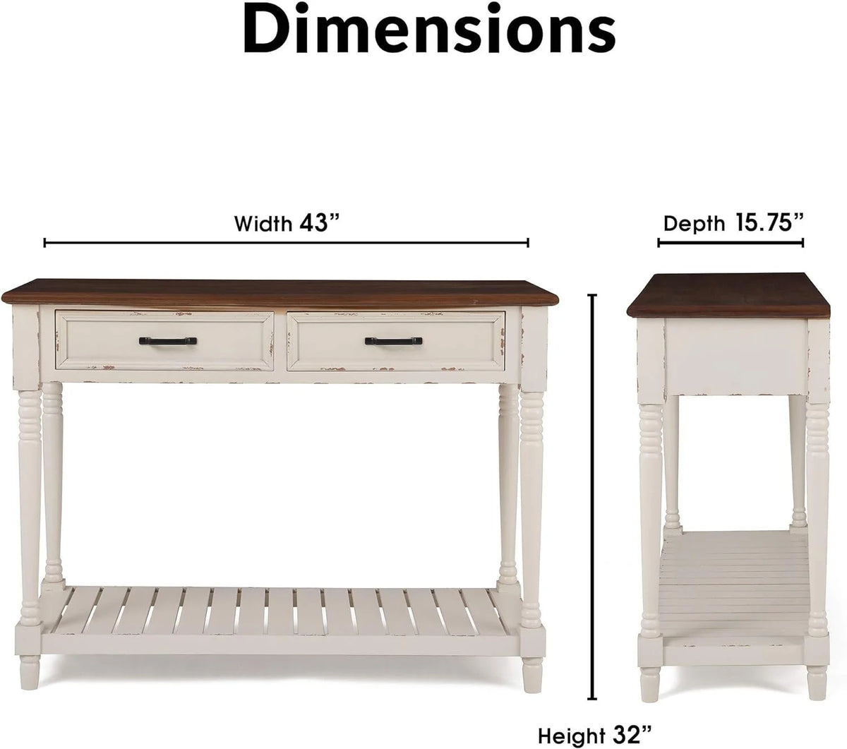 White Console Table with 2 Drawers R9404