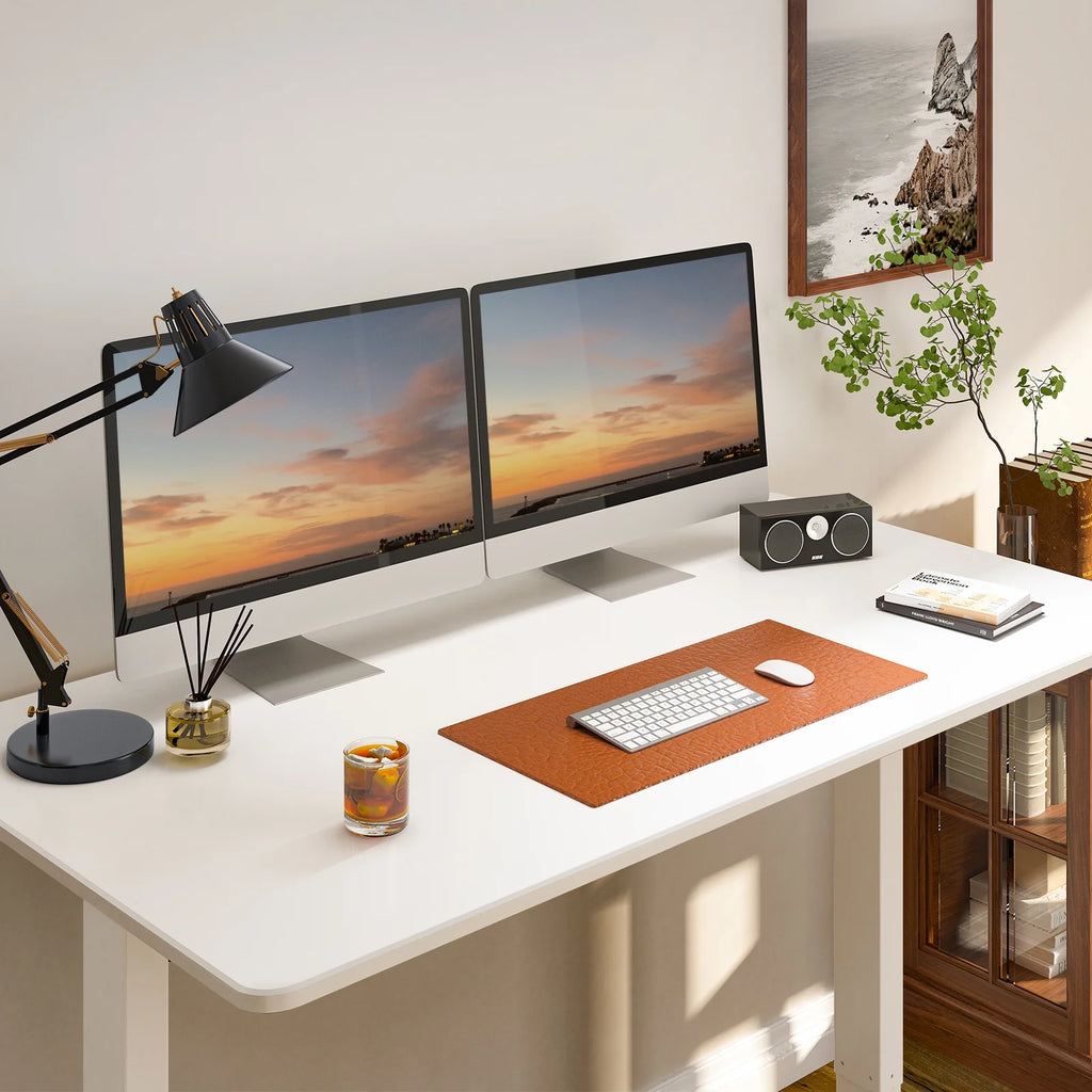 White Electric Height Adjustable Desk L24375