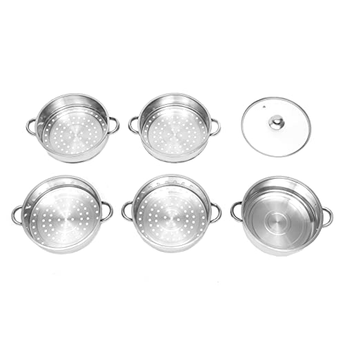5-Tier Stainless Steel Steamer Set with Vented Glass Lid Y33846