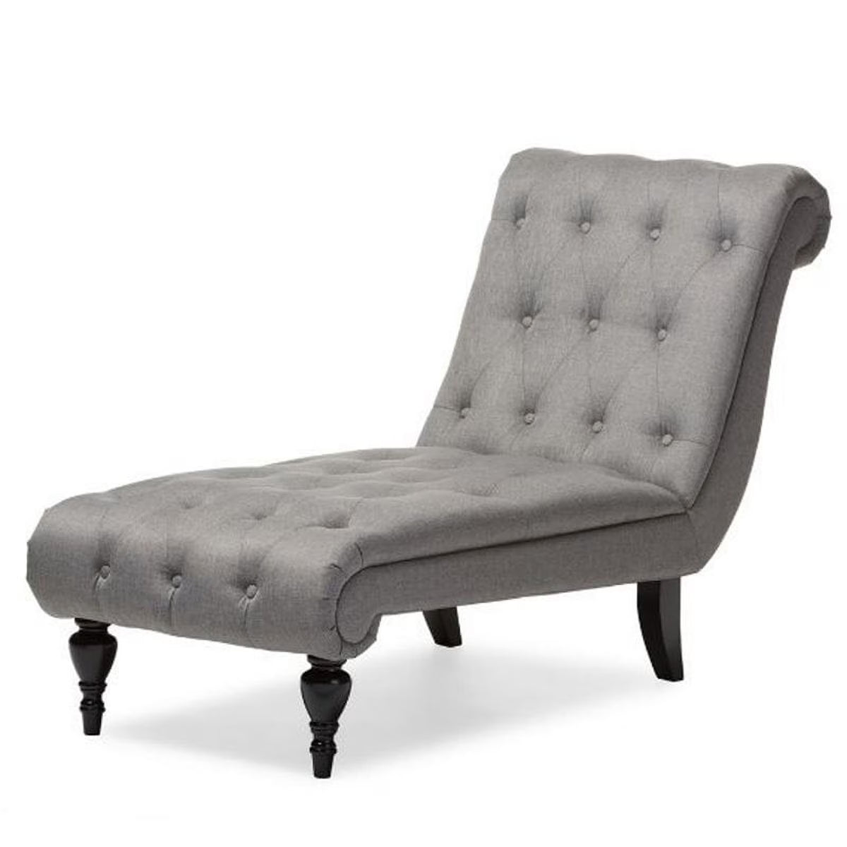 Tufted Chaise Lounge in Gray and Black O435