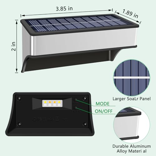 8 Pack Solar Wall Lights Outdoor 60 Lumen Waterproof Warm&Cool White RGB I2312
