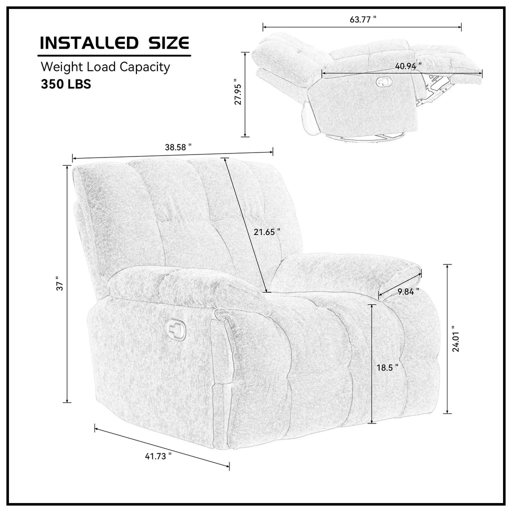 Cream Fabric Reclining Chair O43336