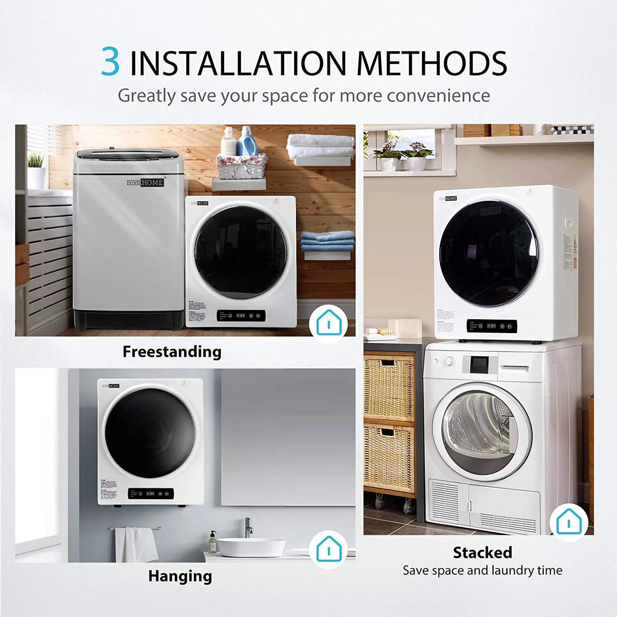 9lbs Portable Front Load Laundry Dryer Machine L408