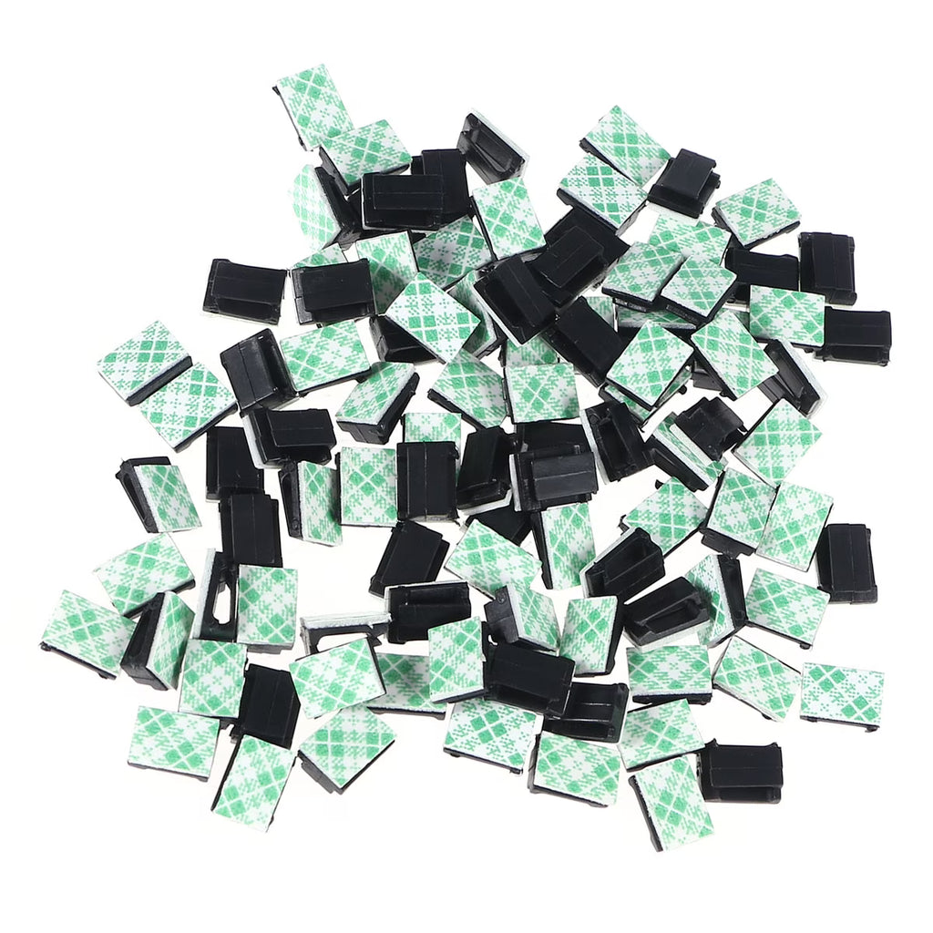 100pcs Black Adhesive Cable Clips Wire Cord Holders W53723