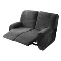 Dark Grey 6 Pieces 2-Seater Non-slip Recliner Loveseat Cover with Pocket Z350138