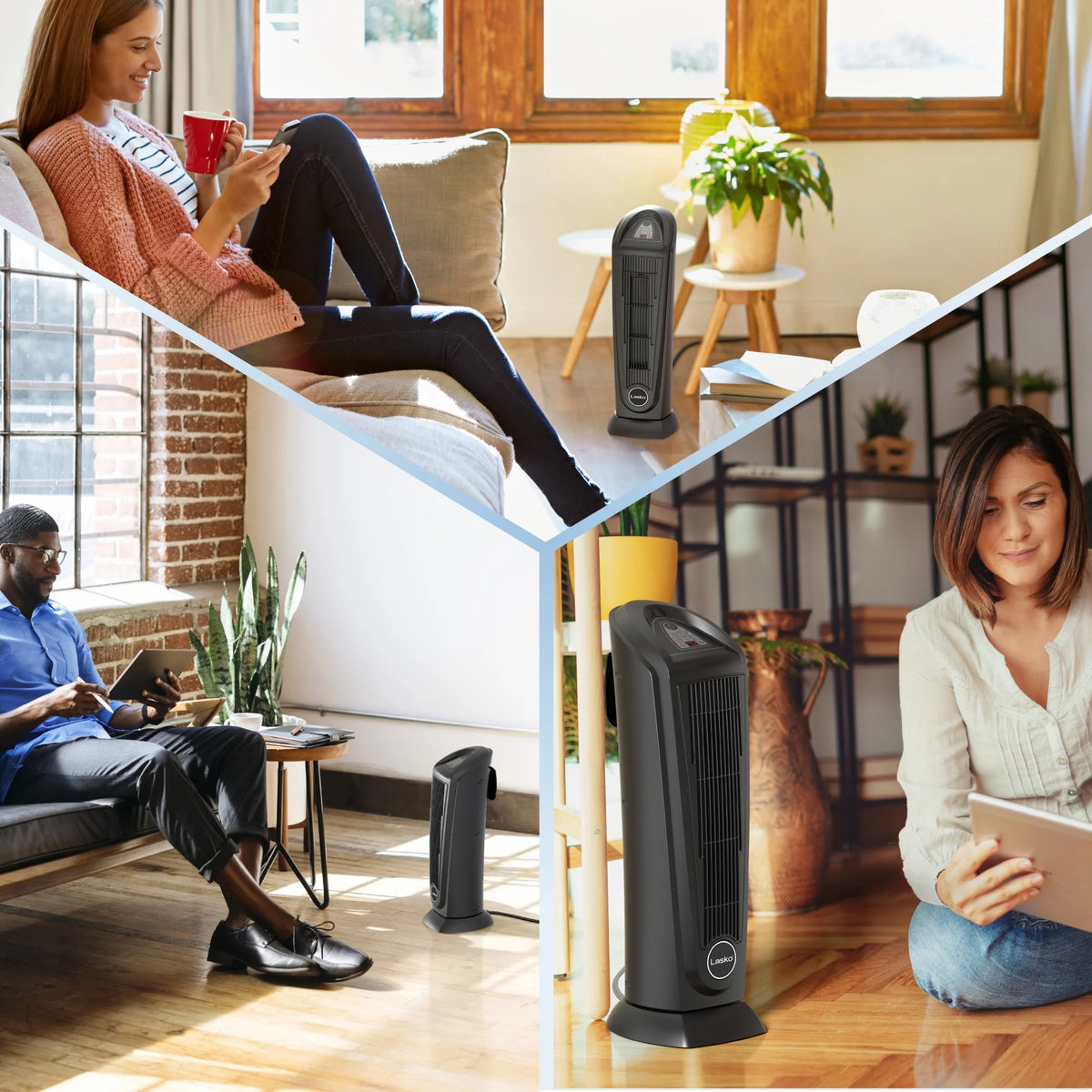 22.5" 1500W Oscillating Ceramic Tower Space Heater with Remote Control, Black J37538