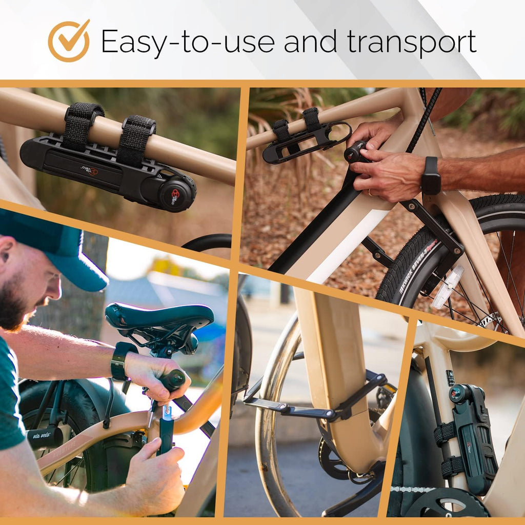 Heavy Duty Hardened Steel Folding Bike Lock with Mounting Case and Two Keys I62812