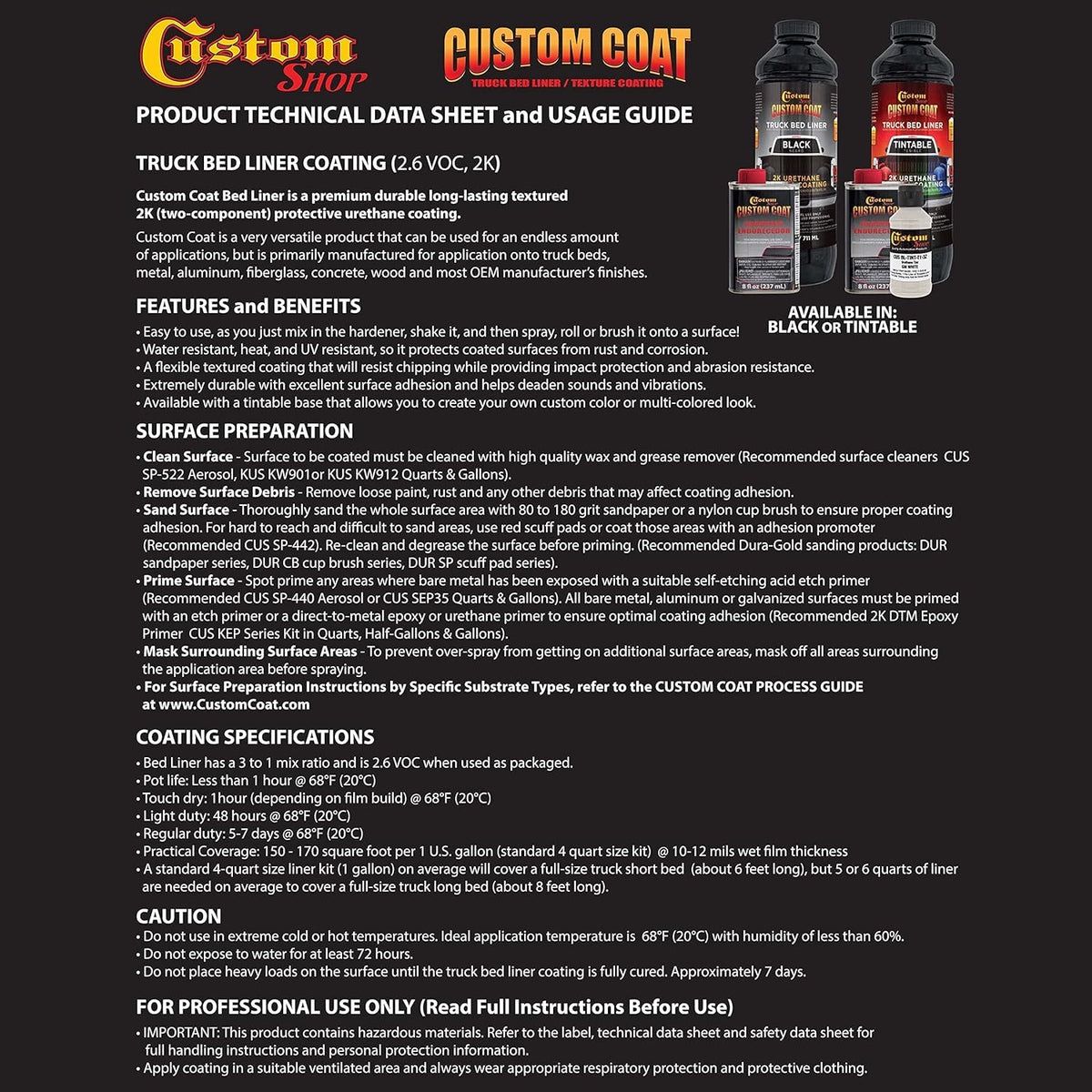Black 1 Gallon Urethane Truck Bed Liner Kit Y621