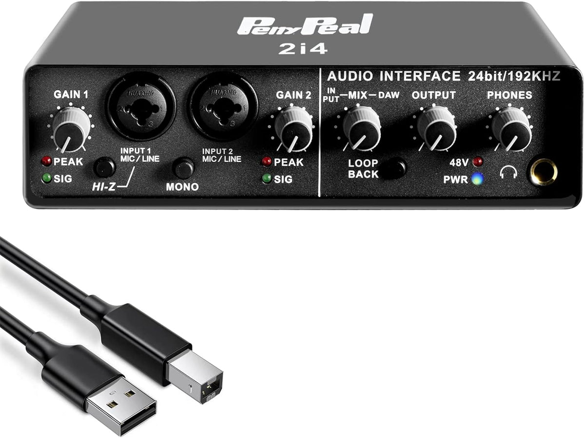2-in 4-out USB Audio Interface with XLR Mic Amplifier, 48V Phantom Power, Pack of 2 R54375
