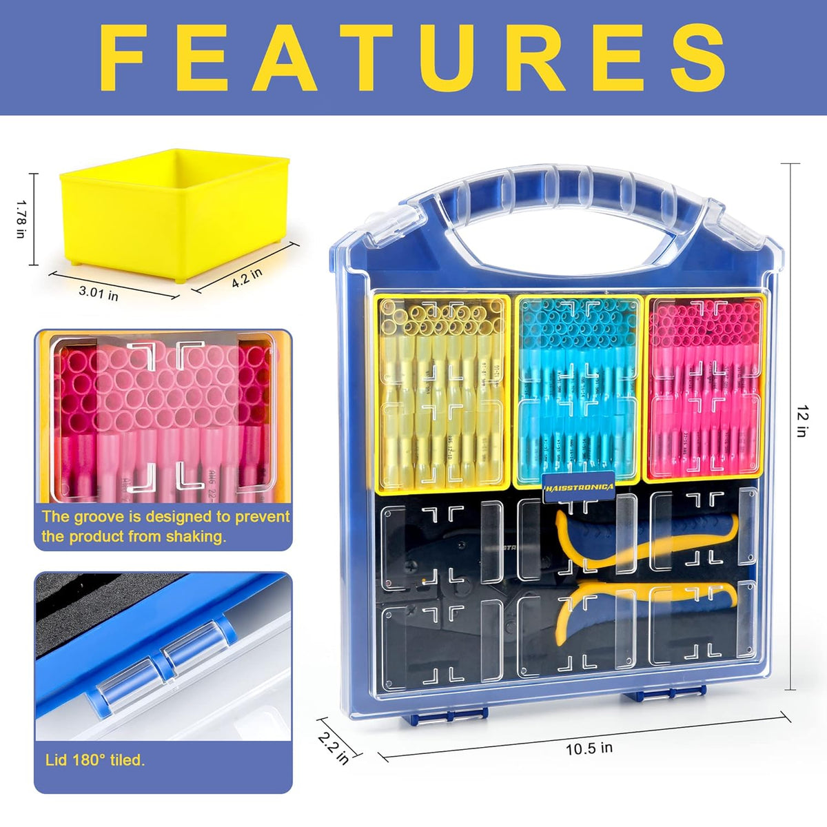 330PCS Heat Shrink Butt Connectors Set, AWG 22-10 Marine Grade Waterproof Butt Splice Connectors with Crimping Tool S613936