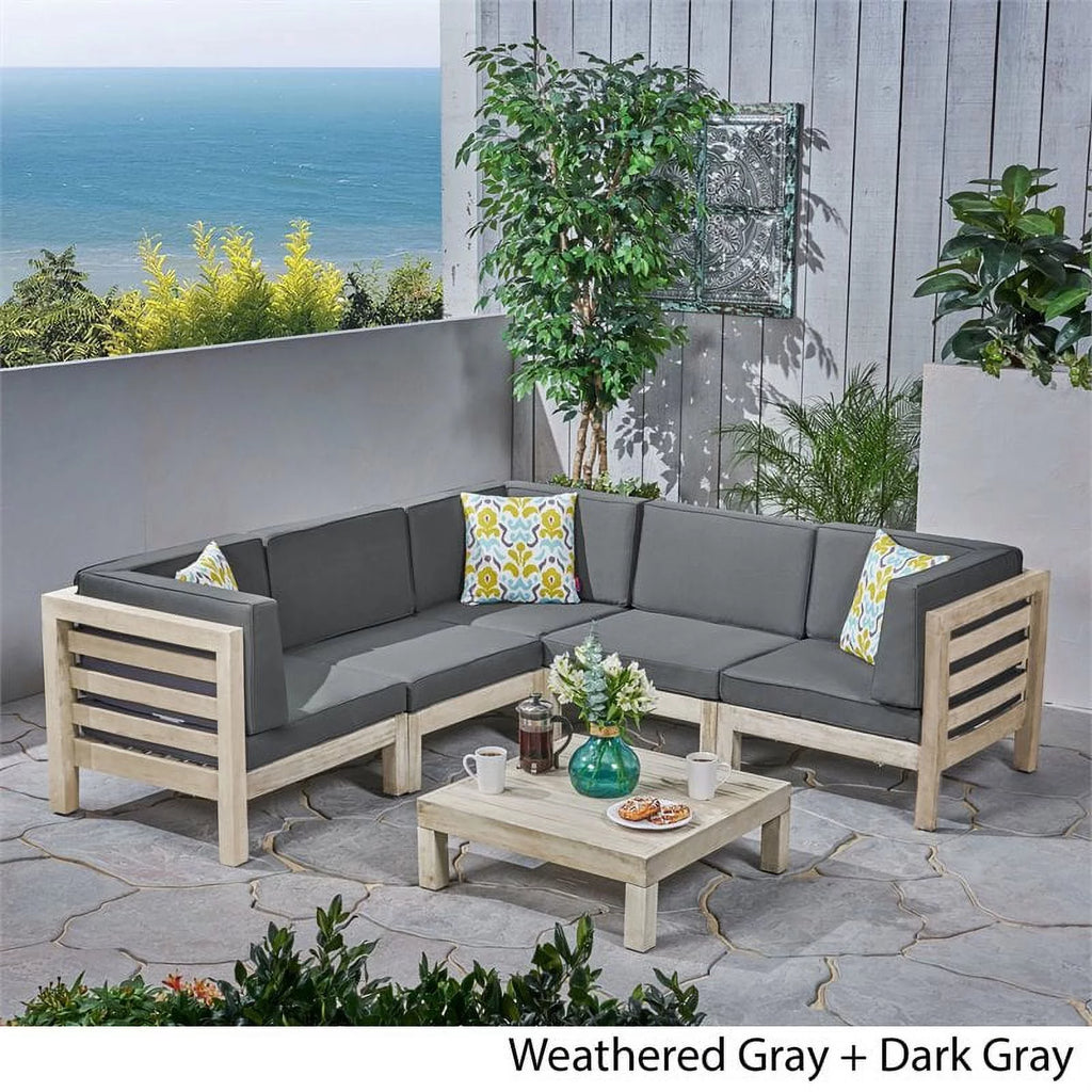 6pc V-Shaped Sectional Sofa Set with Cushion Z6748