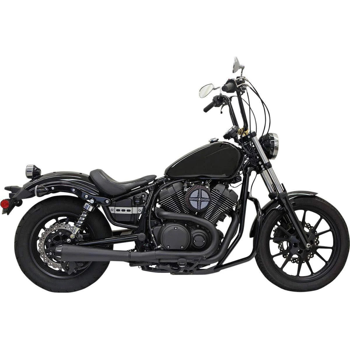 2-Into-1 Exhaust System with Standard Megaphone Muffler (Black) H152