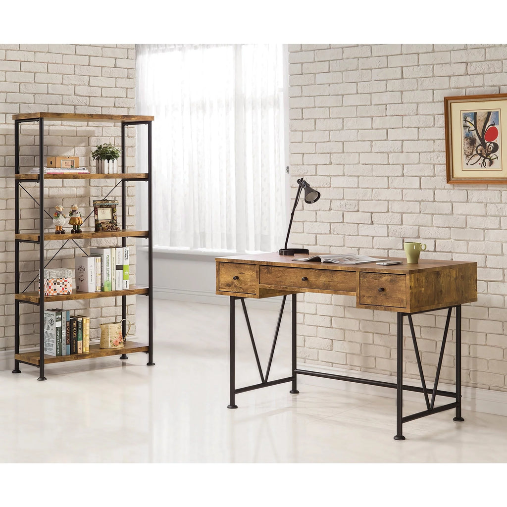 Antique Nutmeg and Black 3-drawer Writing Desk W497593