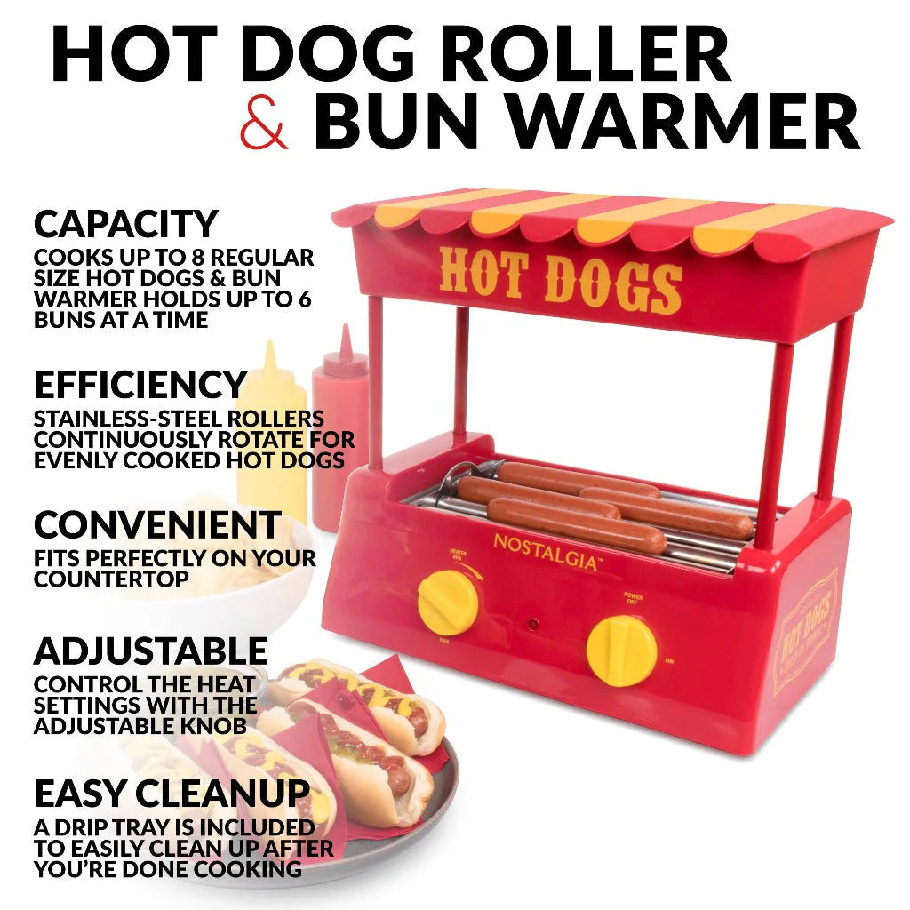 Hot Dog Roller and Bun Warmer, 8 Hot Dog and 6 Bun Capacity H657311
