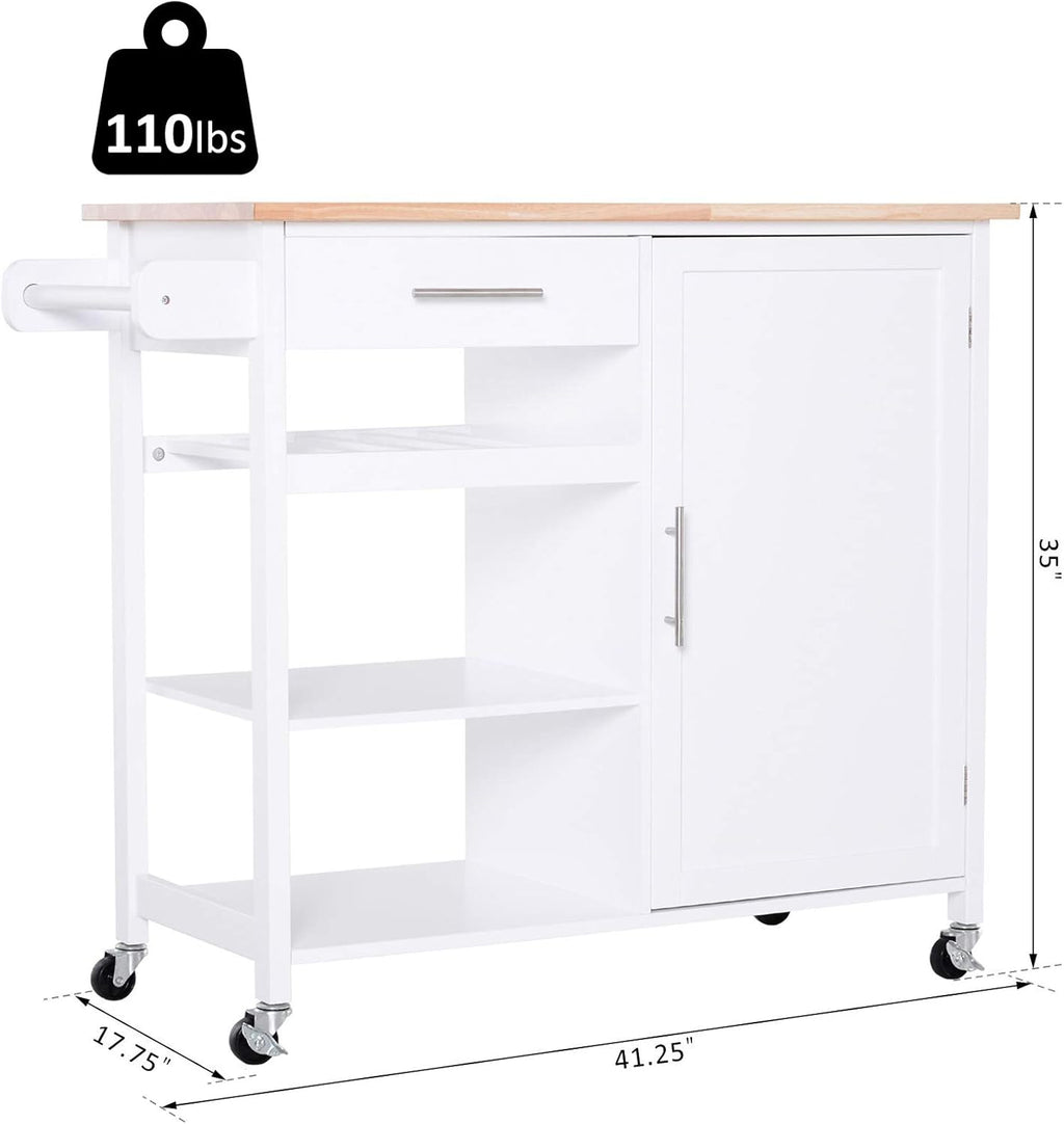 White 4-Tier Rolling Kitchen Cart with Drawer P870