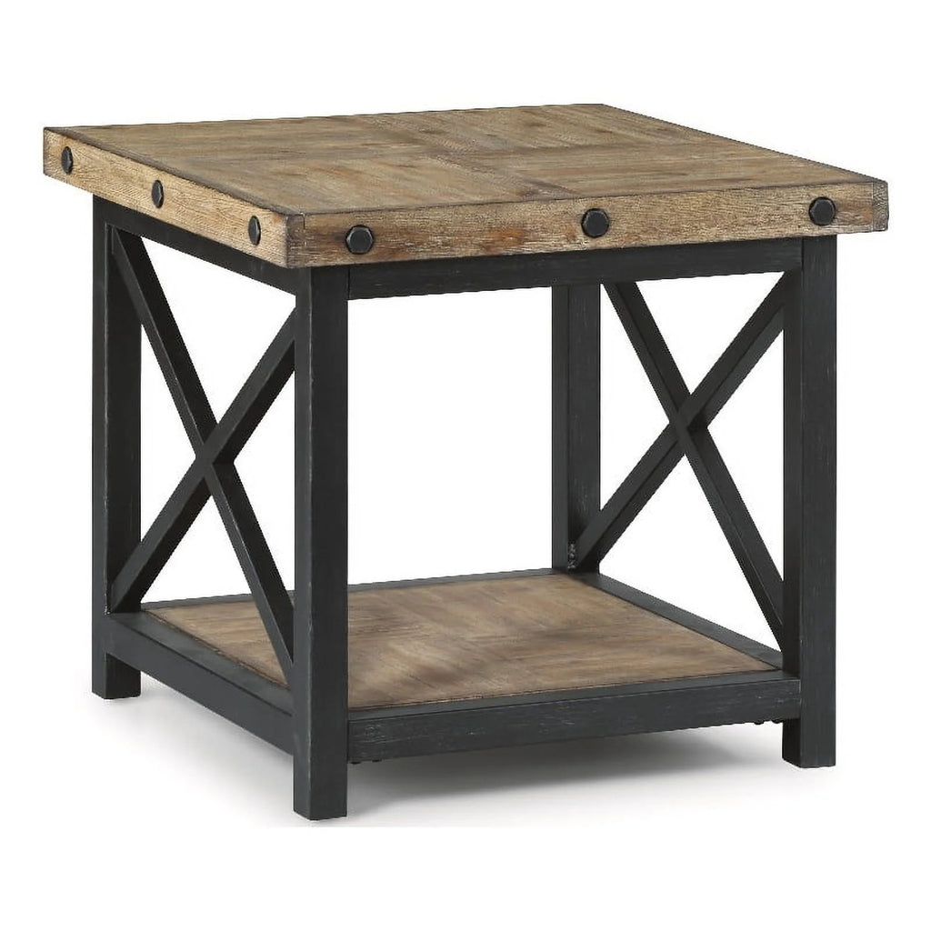 Brown Lamp Table with Metal Frame G478