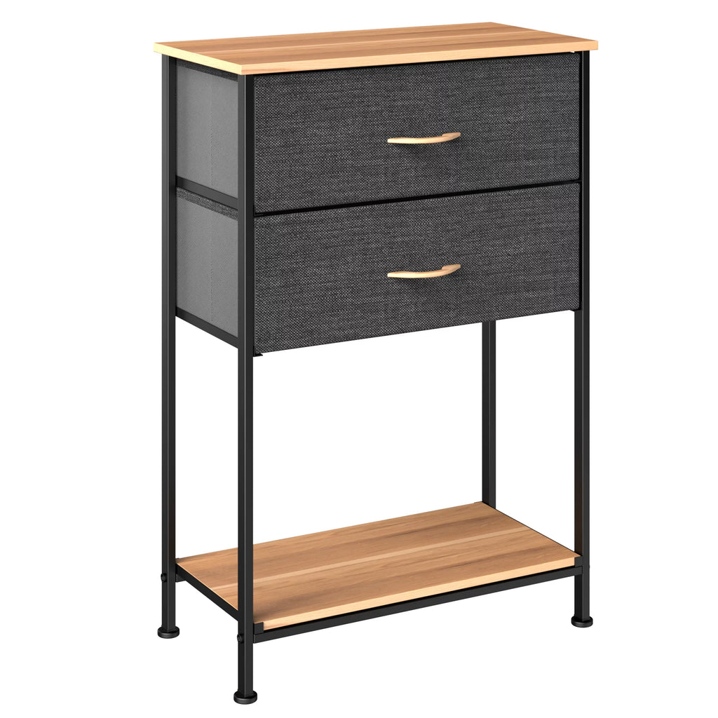 2 Drawer Wooden Top Shelf Side Table L415