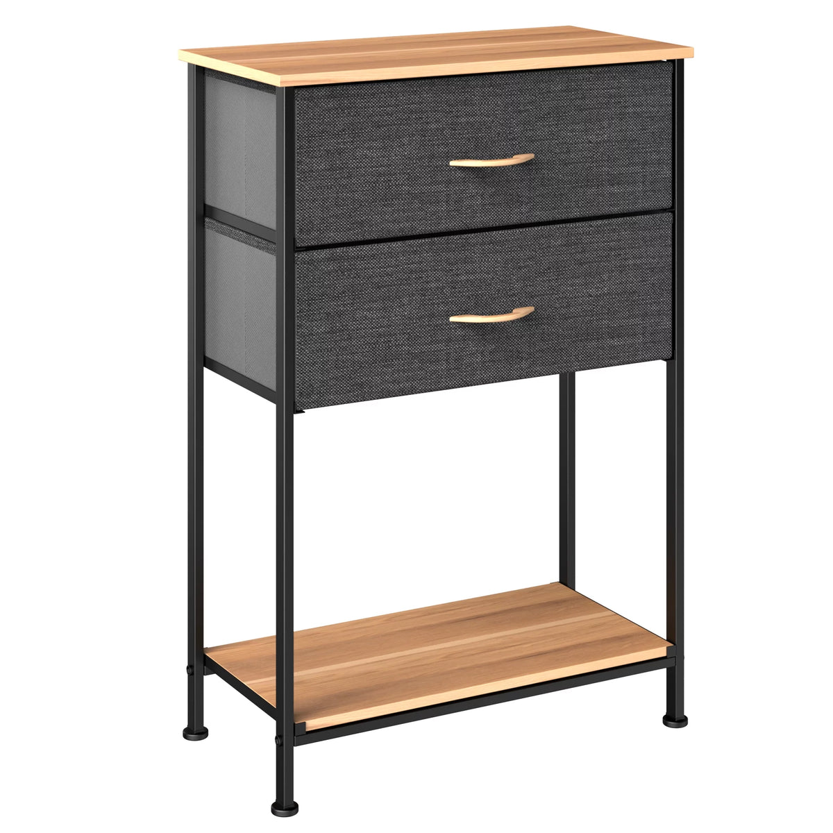 2 Drawer Wooden Top Shelf Side Table L415