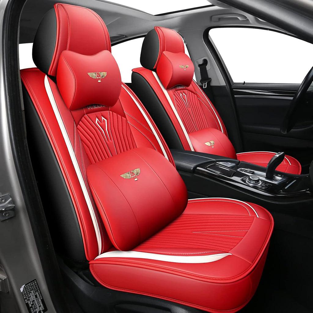Pink PU Leather Car Seat Covers Full Set S165