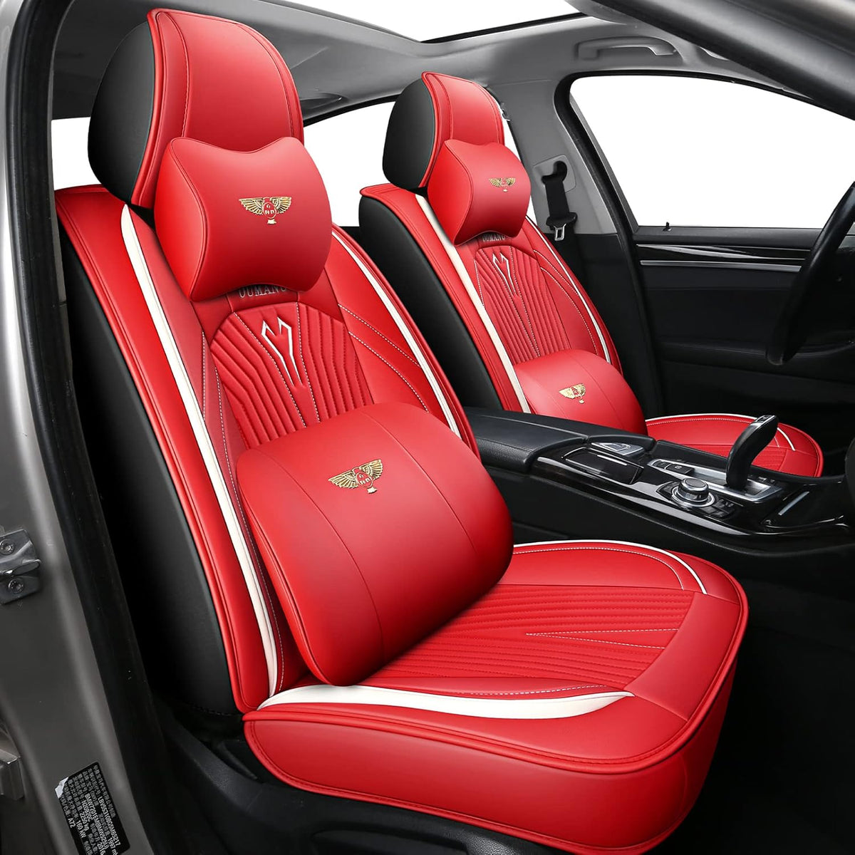 Pink PU Leather Car Seat Covers Full Set S165