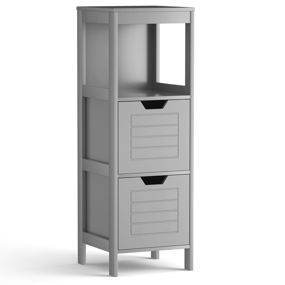 Gray Wooden Floor Accent Cabinet with 2-Drawers D795231