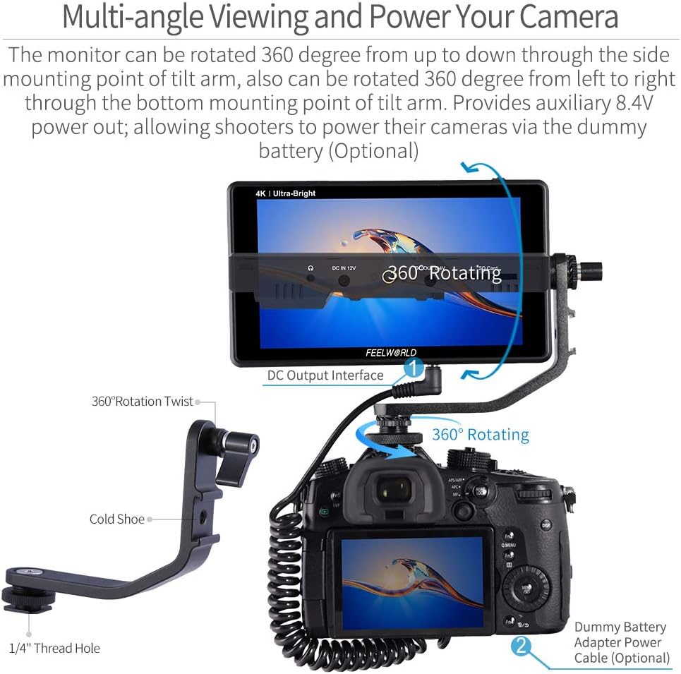6 Inch 2600nits HDR Touch Screen DSLR Camera Field Monitor 4K HDMI Input Output 1920X1080 A24436