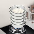5-Tier Stainless Steel Steamer Set with Vented Glass Lid Y33846