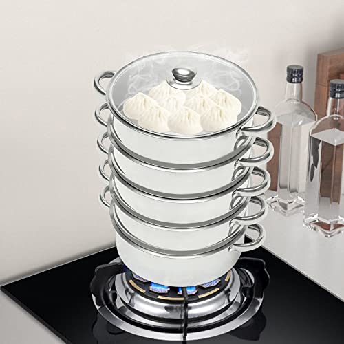 5-Tier Stainless Steel Steamer Set with Vented Glass Lid Y33846