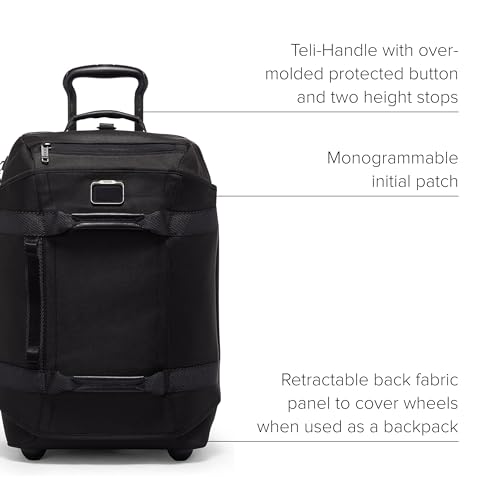 Black Ballistic Nylon 2 Wheeled Duffel Backpack Carry-On D22587