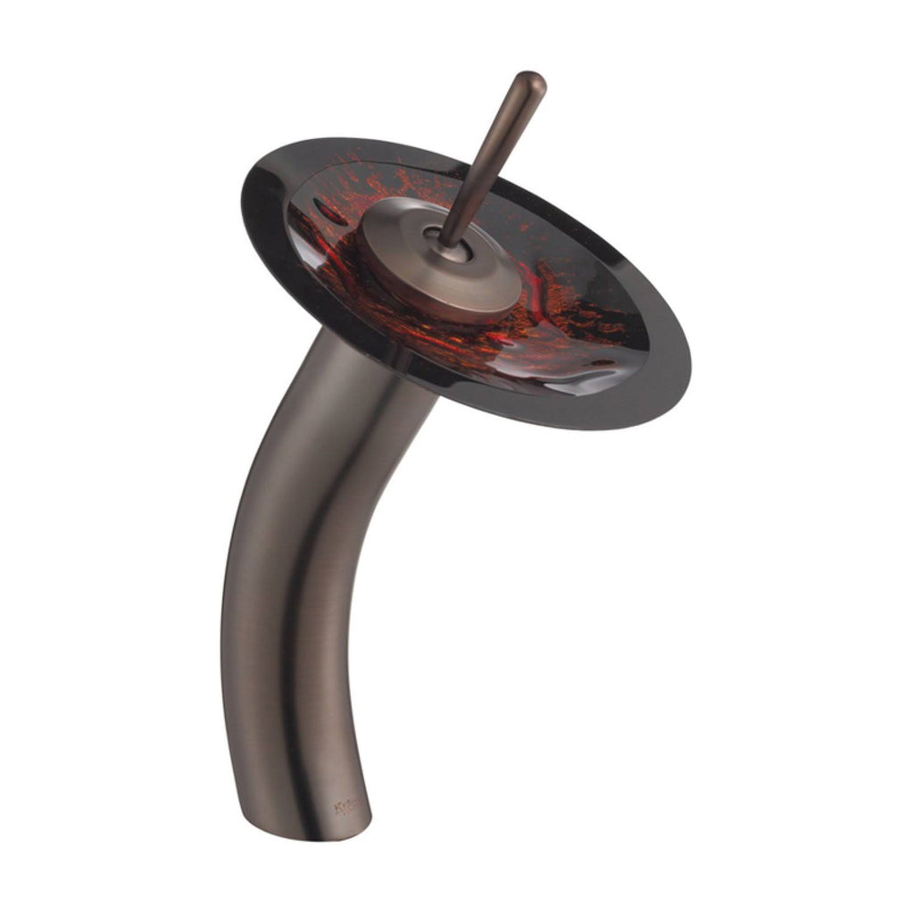 Lava Glass Vessel Sink and Waterfall Faucet Oil Rubbed Bronze Y74582