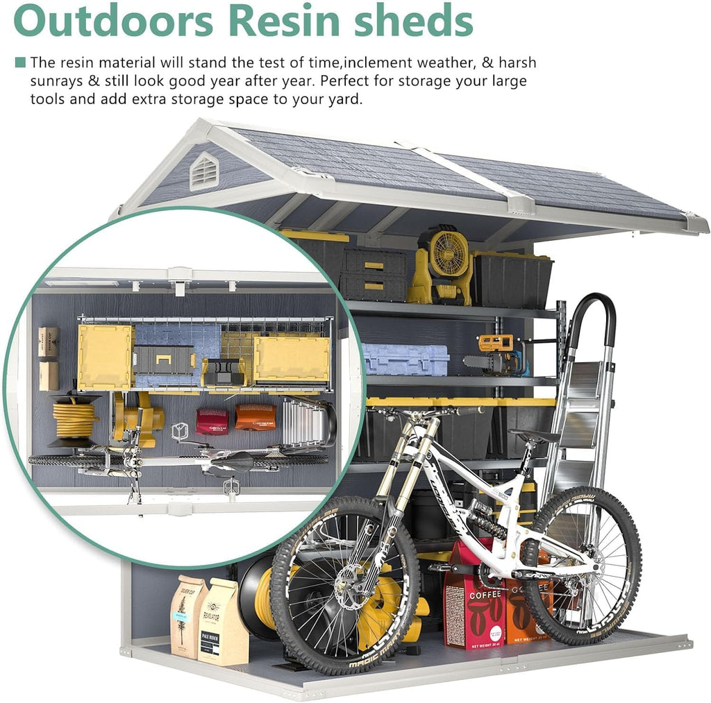 Gray Resin Outdoor Storage Shed Y766