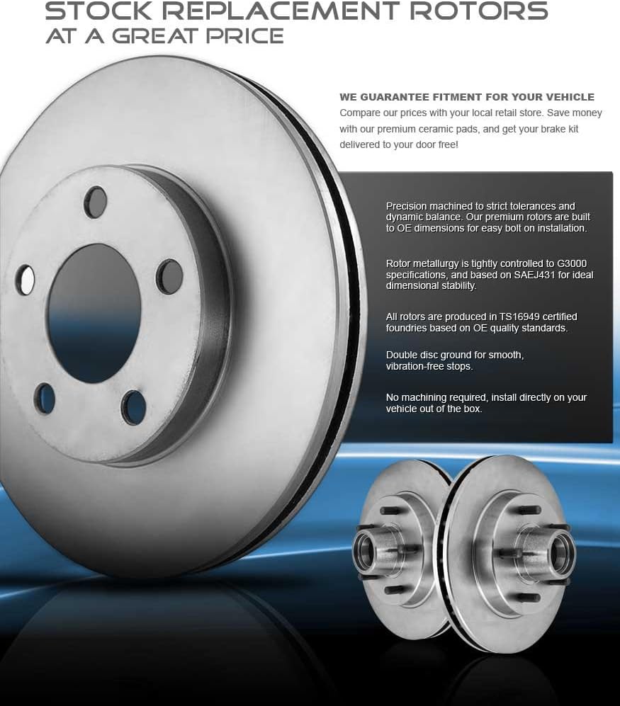 305mm 5 Lug Brake Disc Rotors + Ceramic Pads + Hardware U70893