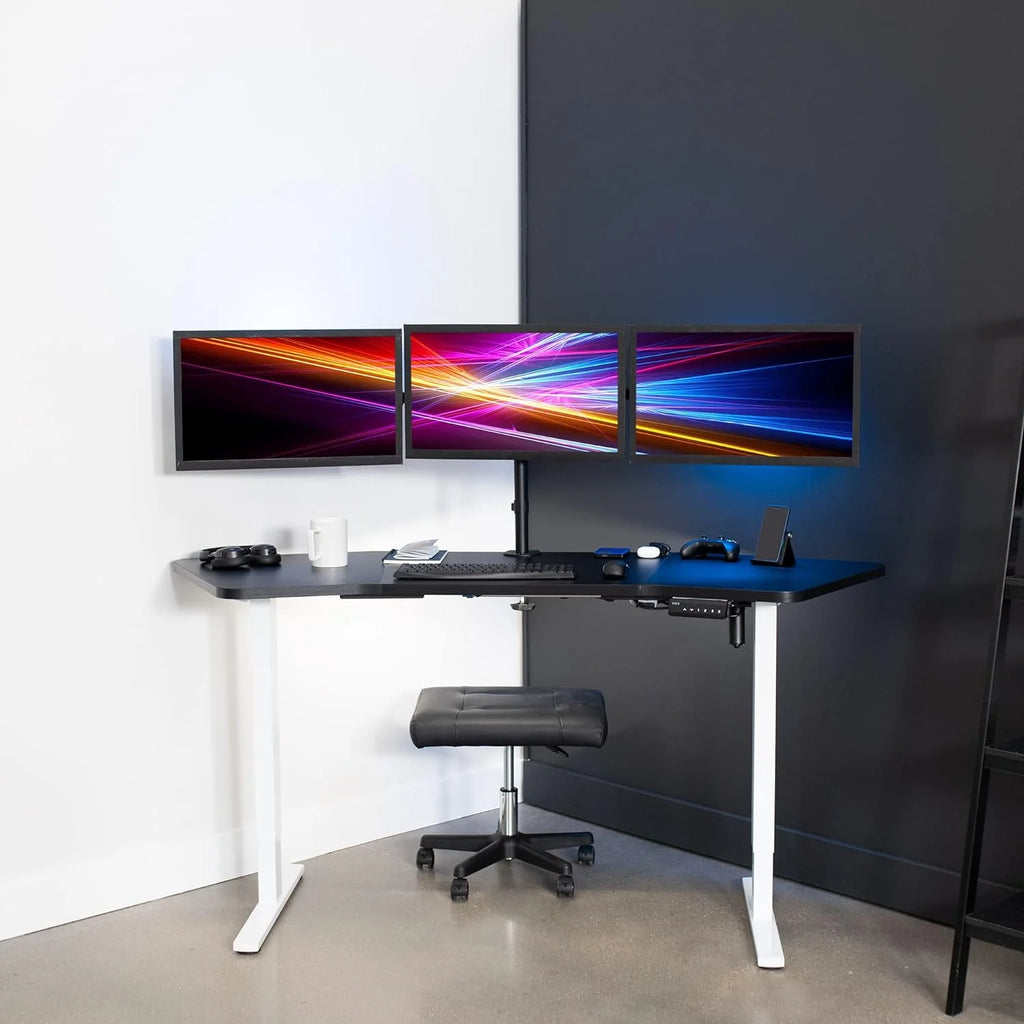 Black Table Top White Frame Electric Height Adjustable Stand Up Desk D84972