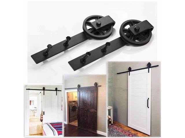 5-16FT Single Wood Sliding Barn Door Hardware Kit Carbon Steel I833381